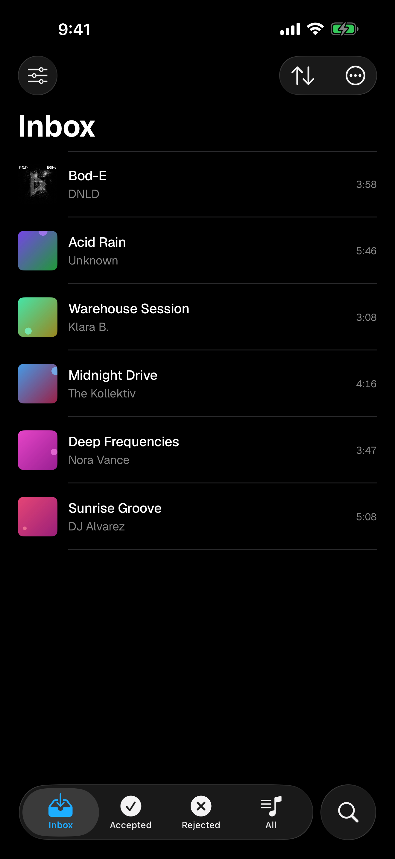 The Cut app — Inbox screen